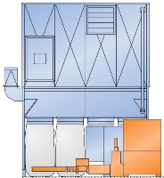 Motafzuiginstallatie type Schuko STA met direct aangesloten briketpers Schuko Compacto